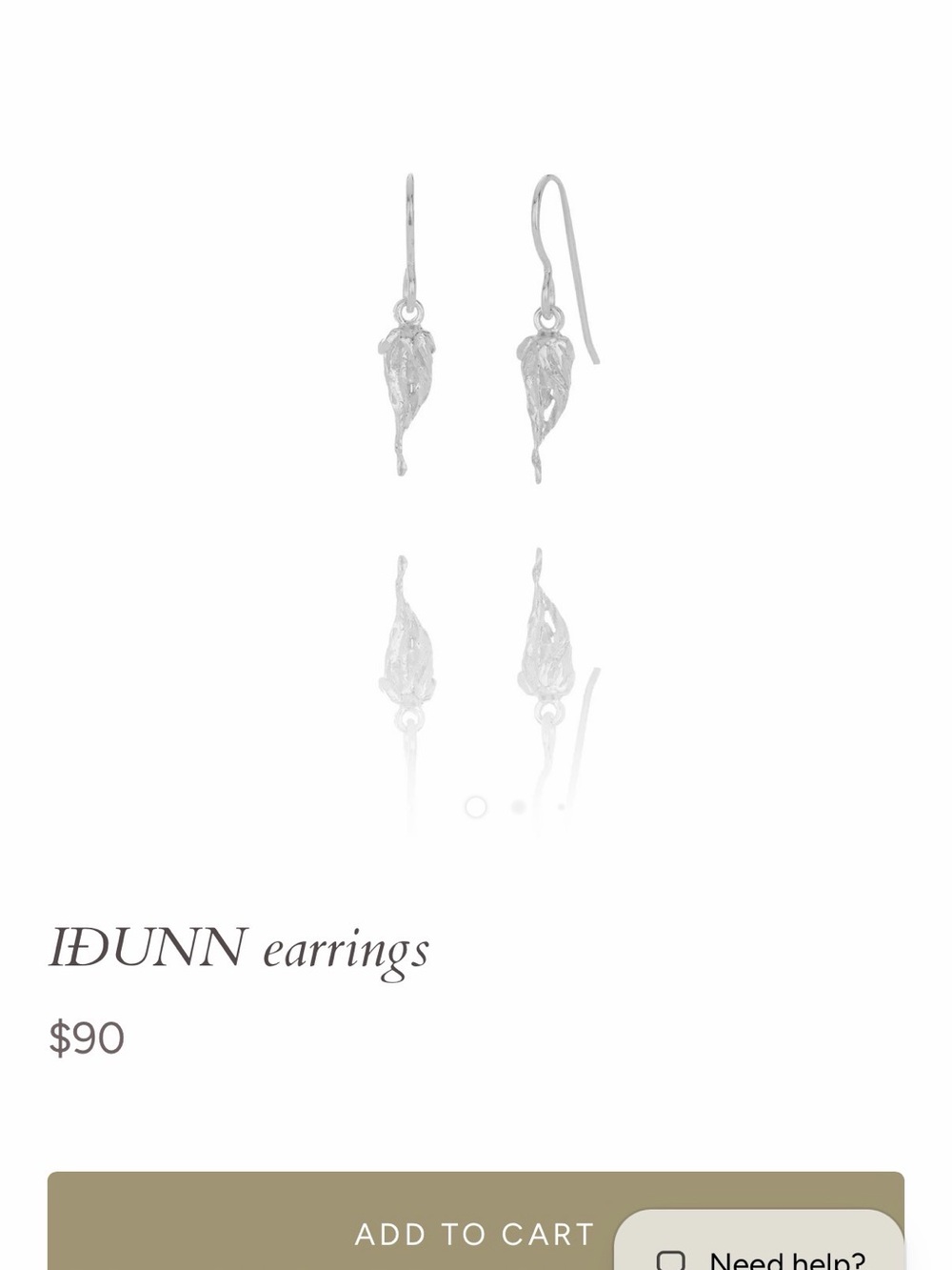 Aurum Iceland Artisan Crafter Sterling Silver Leaf Drop Earrings